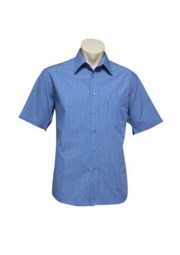 Picture of Biz Collection Mens Micro Check Shirt Short Sleeve 50% Cotton 50% Polyester